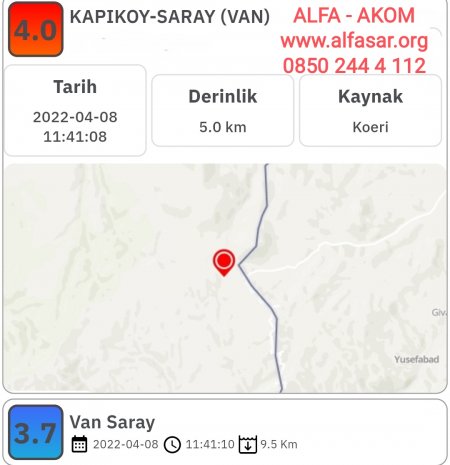 Van' da deprem meydana geldi.