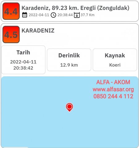 Karadeniz'de Deprem