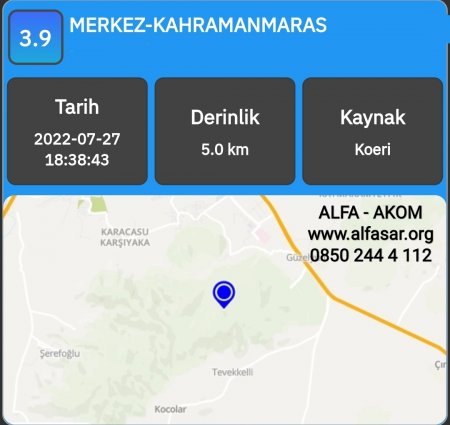 Kahramanmaraş 'ta Deprem 