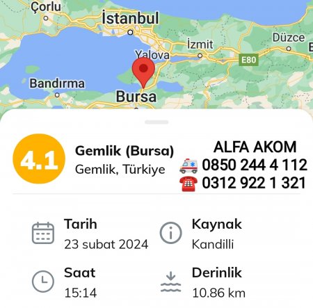 Bursa Gemlik te Deprem Meydana Geldi 